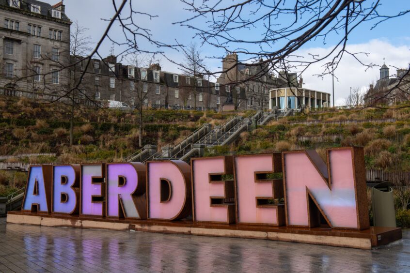The Aberdeen letters sign in Union Terrace Gardens