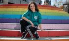 Sofia Kondylia, who runds adult dance classes in Aberdeen, sits on some coloured steps outside