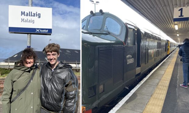 Press and Journal reporter Louise Glen with celebrity trainspotter Francis Bourgeois.