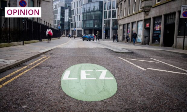 LEZ road markings can now be spotted around Aberdeen, ahead of the restrictions coming into force on June 1. Image: Kath Flannery/DC Thomson