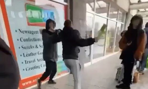 A screen shot of a video taken of the incident at Elgin bus station.