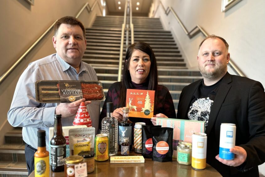 Judges Graham Singer, culinary director in Scotland for ESS energy, government and infrastructure, Evelyn McGaw, food-to-go sales and development manager for Spar Scotland, and Martyn Lee, executive chef responsible for innovation at Waitrose. 