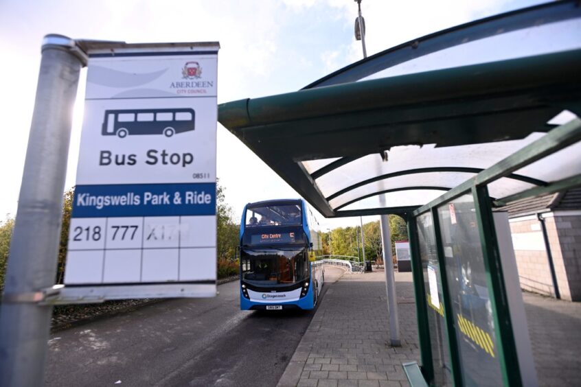 Stagecoach double decker Service 5 at Kingswells Park and Ride, Kingswells.