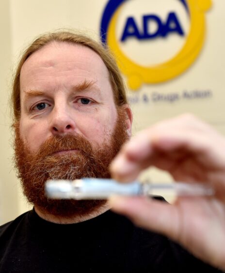 ADA's Simon Pringle with an anti-overdose kit.