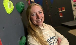 Record-breaker Anna Wells at the Ledge Climbing Wall in Inverness. Pic: Sandy McCook/DC Thomson