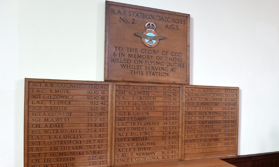 The memorial boards contain the names of 43 airmen who died in wartime.