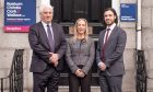 Raeburn Christie Clark & Wallace managing partner Callum McDonald, left, with new partners Kimberley Smart and Gordon Wallace.