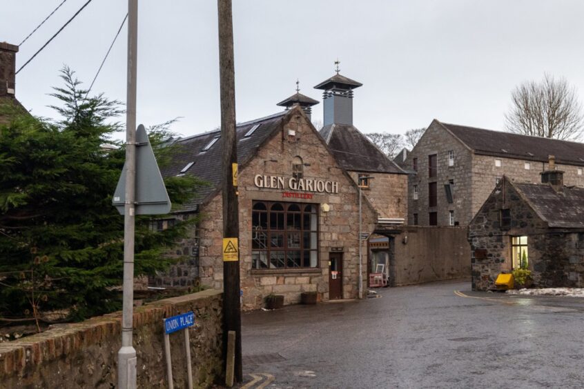 Exterior of Whisky Glen Garioch Distillery in Oldmeldrum, Aberdeenshire.