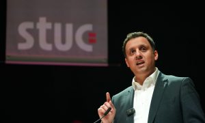 Scottish Labour leader Anas Sarwar speaking at the STUC conference. Image: PA