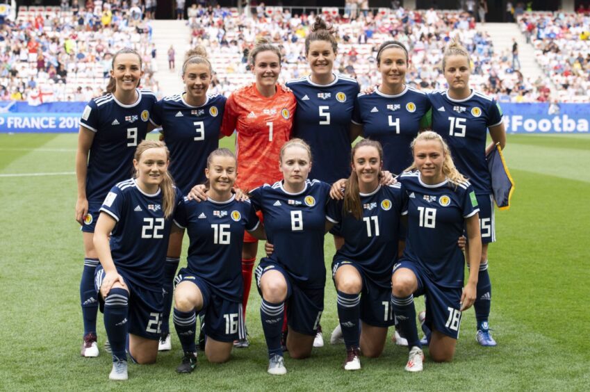 A Scotland starting XI, captained by Rachel Corsie, at the 2019 World Cup in France.