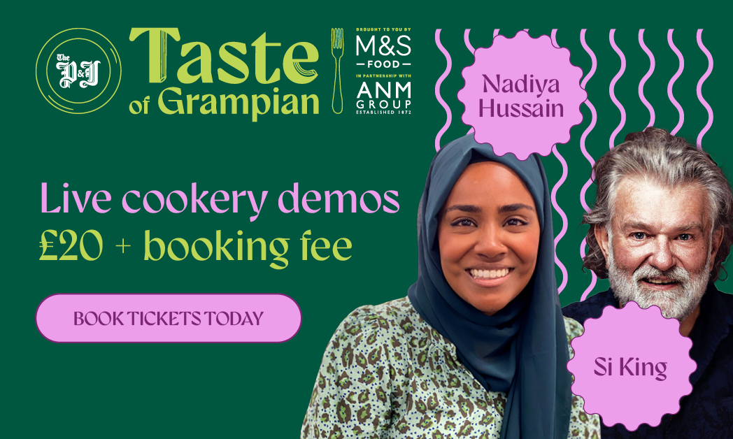 Banner for Taste of Grampian featuring Nadiya Hussain and Si King.