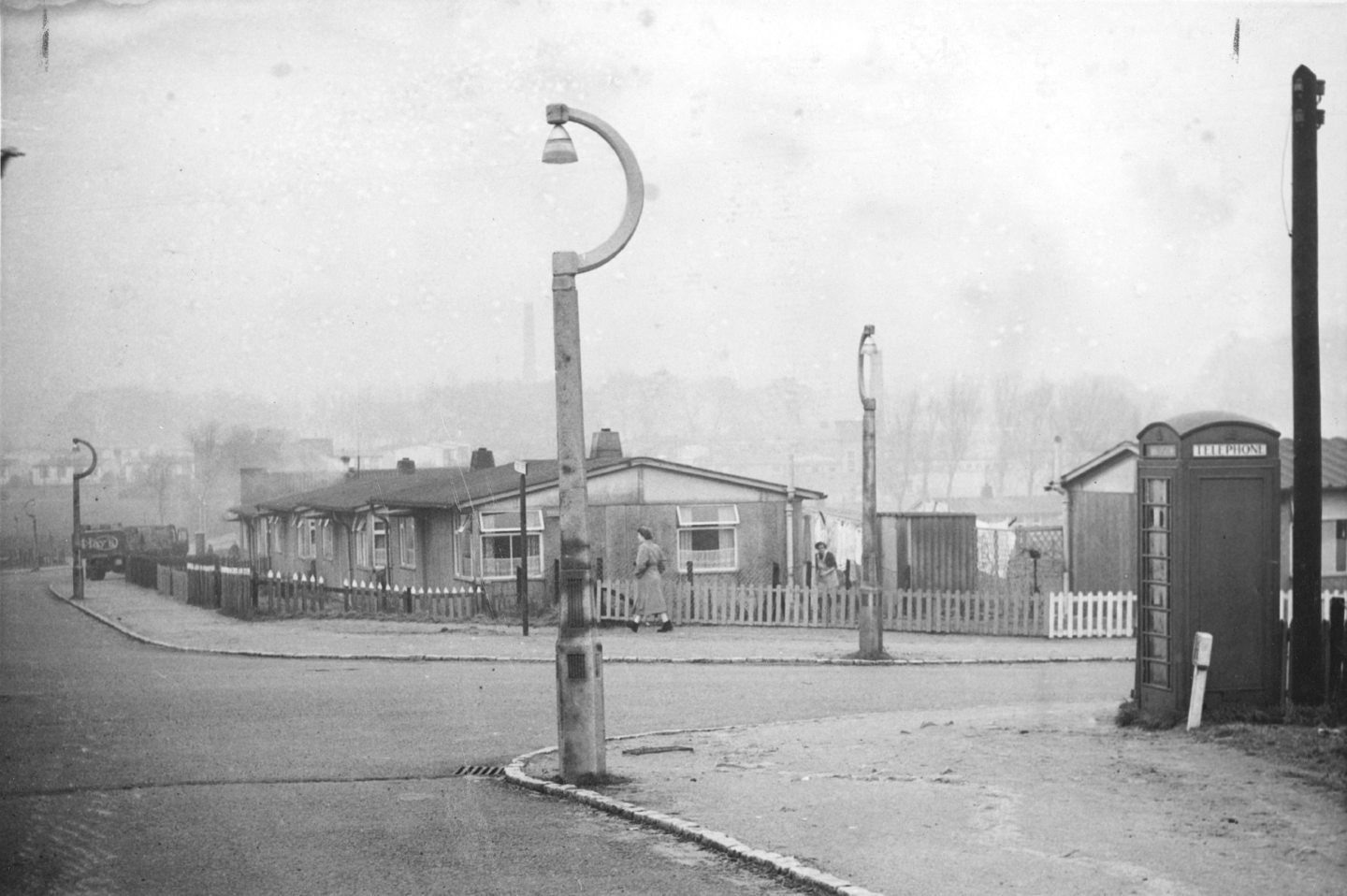 Prefabs on Portal Crescent, Tillydrone, at its junction with Wingate Road in 1958