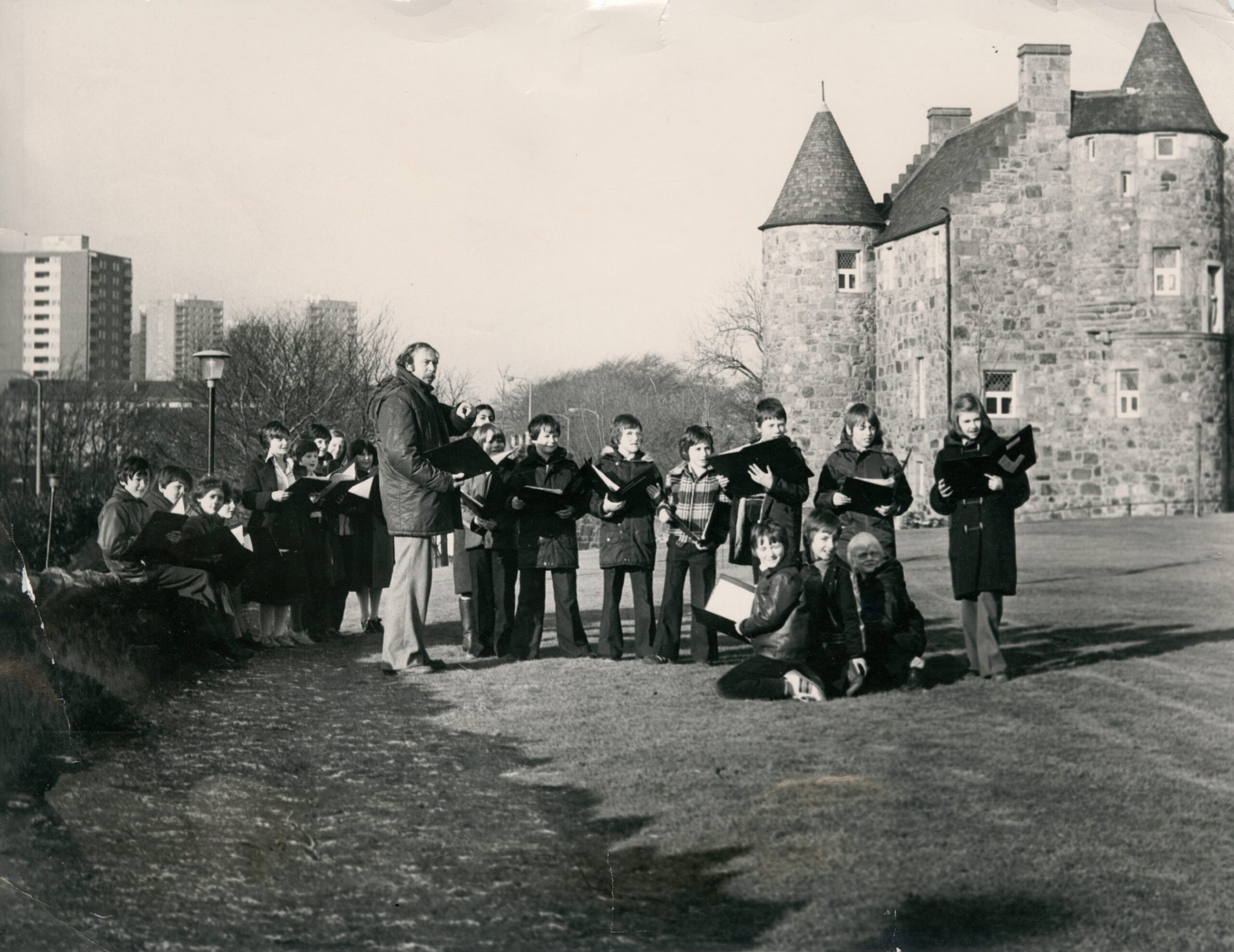 Tillydrone Primary School pupils outside for a project