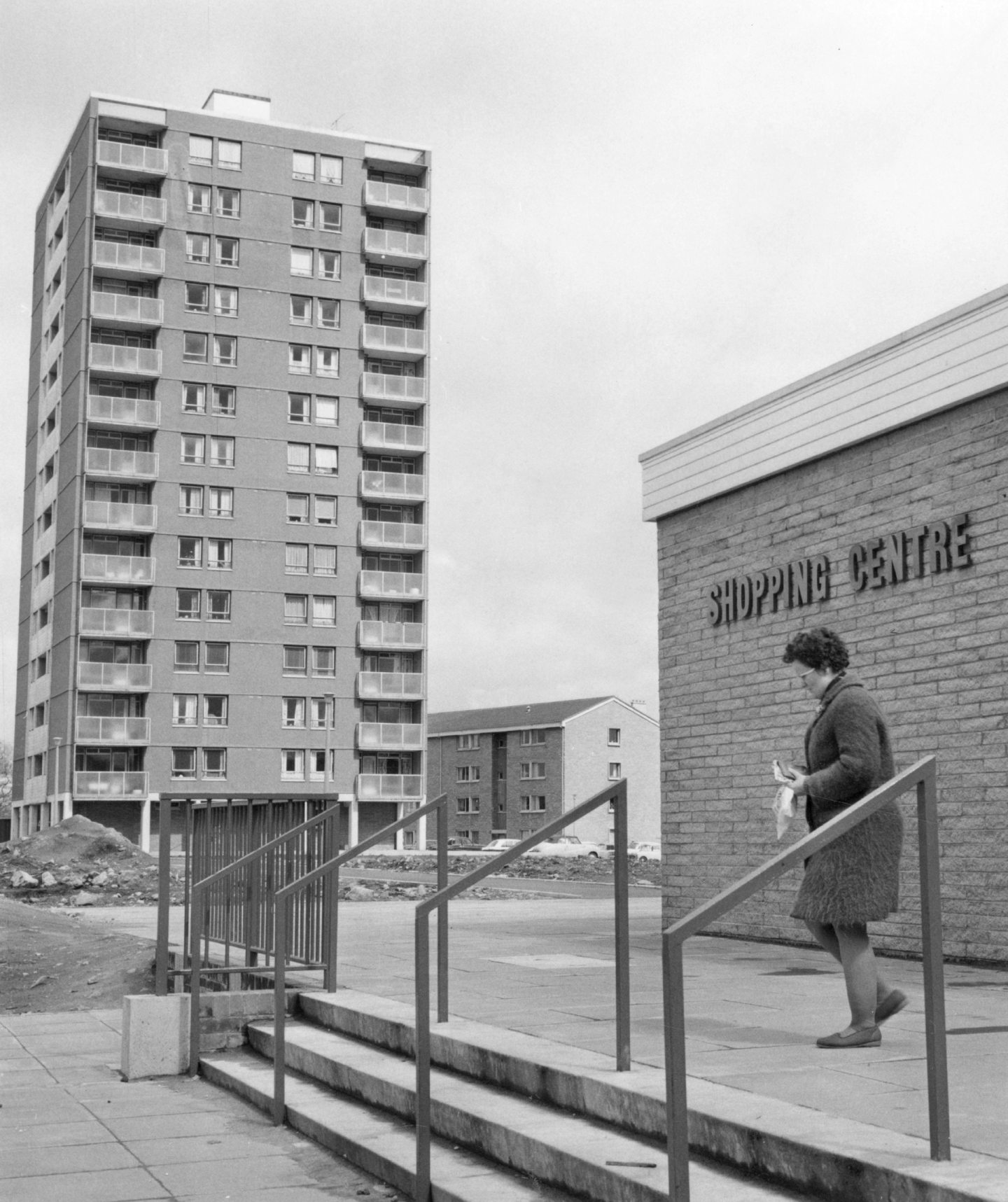 Tillydrone shopping centre and a block of flats