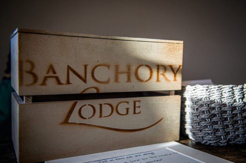 A wooden box with Banchory Lodge written on it