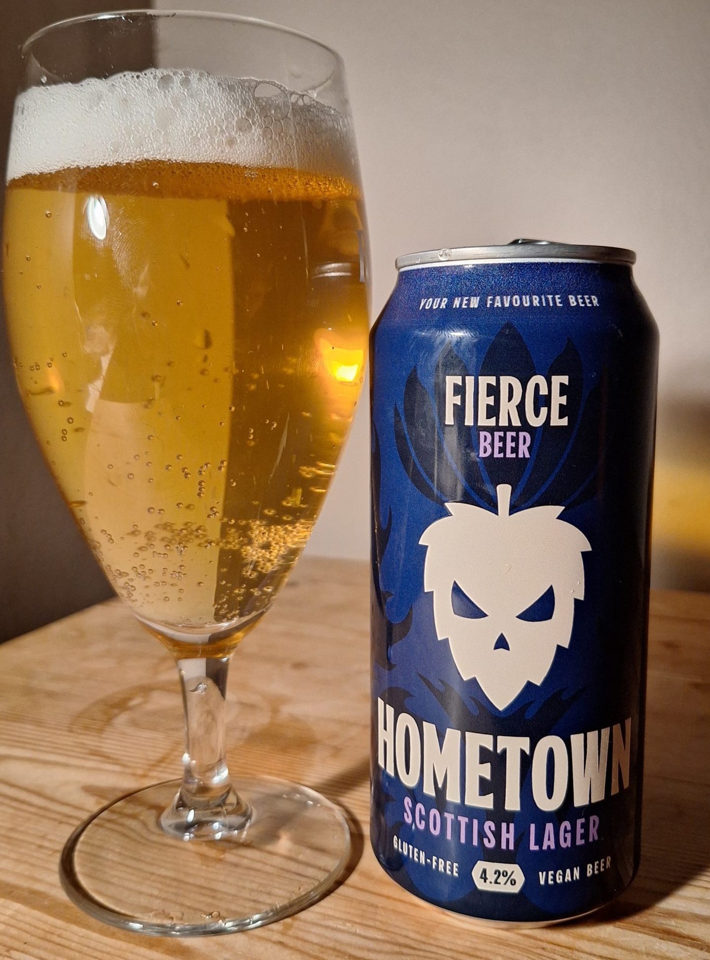 The Hometown lager beer poured into a glass. 