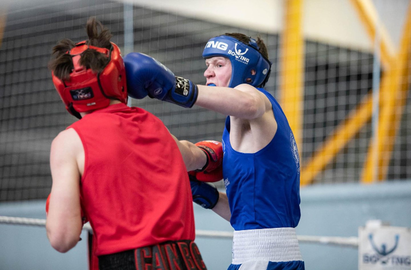 Granite City ABC boxer Ben Bonner lands a punch in the Golden Gloves final. Image: Boxing Scotland 