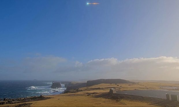 The "fireball" or potential meteor over Shetland.