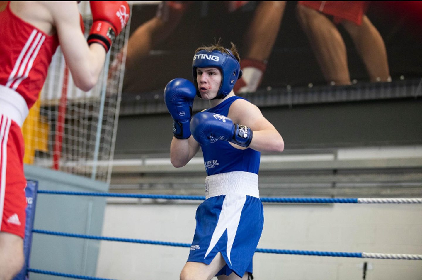 Granite City ABC boxer Kai Stitchell in action during the Golden Gloves final. Image: Boxing Scotland 