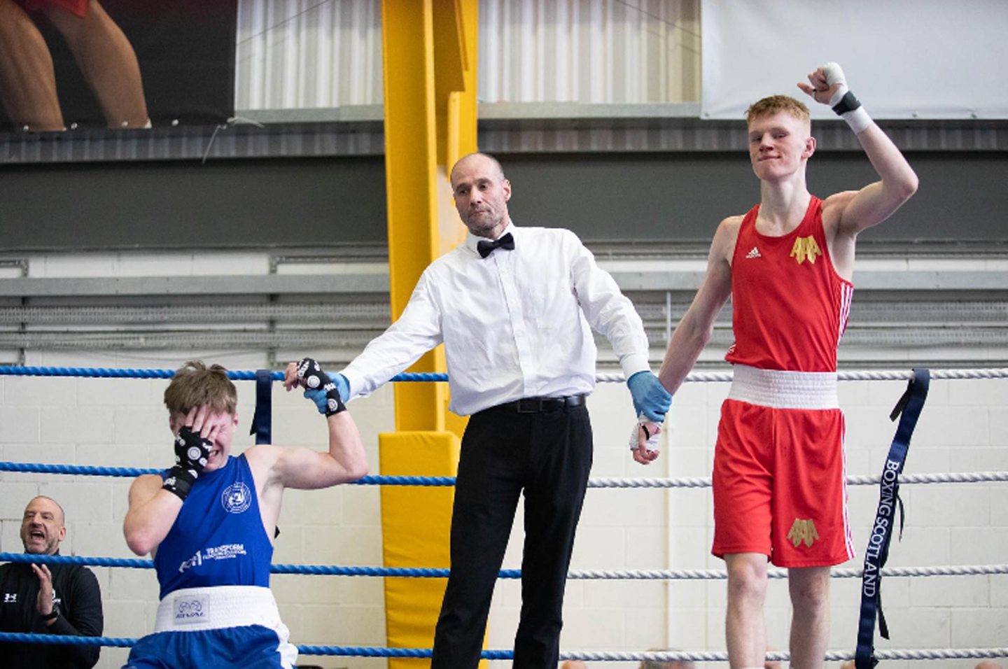  Granite City ABC boxer Kai Stitchell get the decision in the Golden Gloves final. Image: Boxing Scotland 