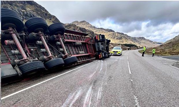 The A83 is currently restricted as recovery is arranged. Image: BEAR NW Trunk Roads via X.