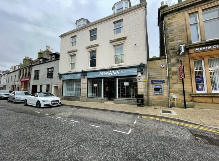 This retail unit in Banff is available for £55,000 plus fees.