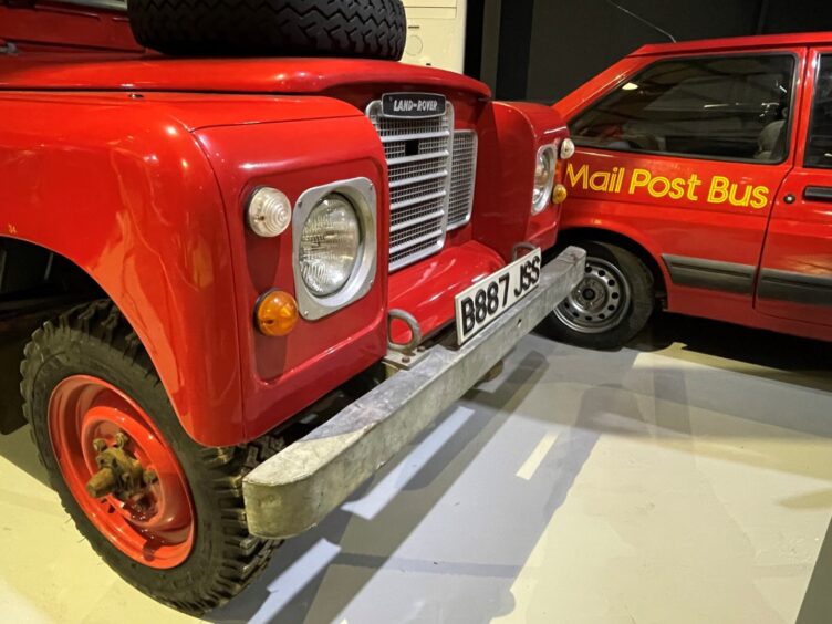 The Royal Mail Land Rover and Fiesta vehicles sit side by side