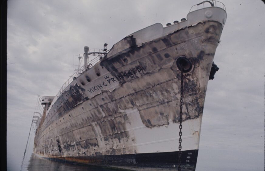 Viking Princess after her fire at sea in April 1966.