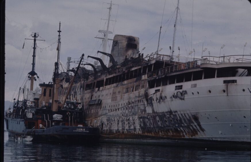 The cruise ship after the fire.