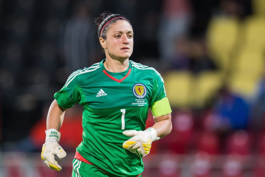 Pictured is goalkeeper Gemma Fay, who was the captain of Scotland before Rachel Corsie.
