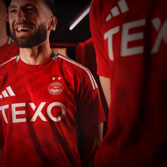 Aberdeen captain Graeme Shinnie in the new 2024/25 home kit.