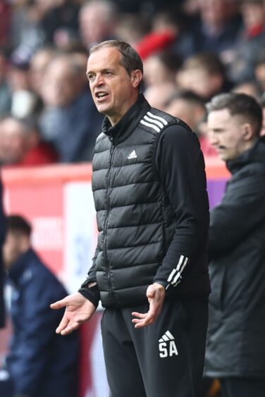 Aberdeen Coach Scott Anderson during the Premiership match against St Johnstone at Pittodrie. Image: Shutterstock