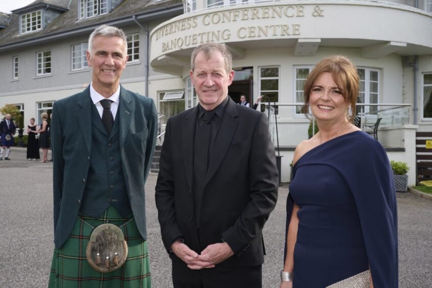 Inverness Chamber of Commerce CEO Colin Marr, Alastair Campbell and chamber president Eunice McAdam at Drumossie Hotel.