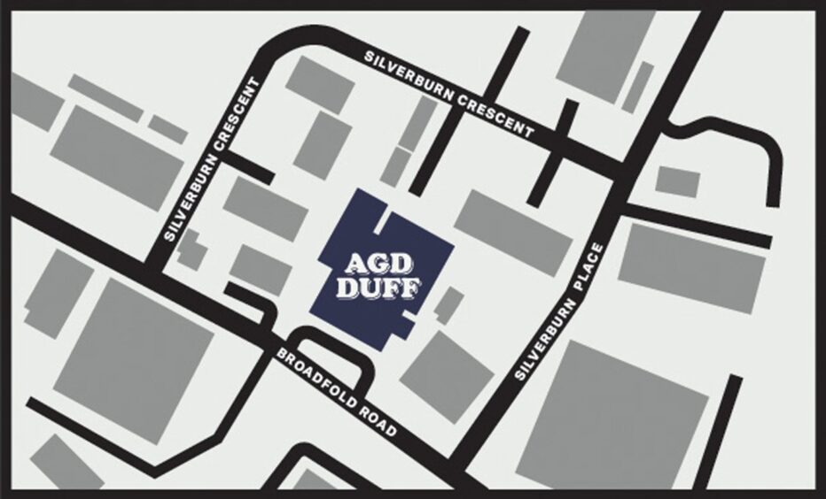 map to AGD Duff's new shop in Aberdeen