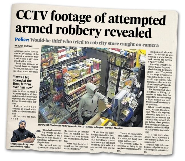 How The P&J reported on Mr Thanabalasingham's thwarting of the armed robbery.