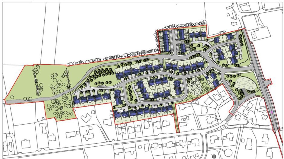 A site plan of the proposed 68 new homes in Banchory. Image: Cala Homes