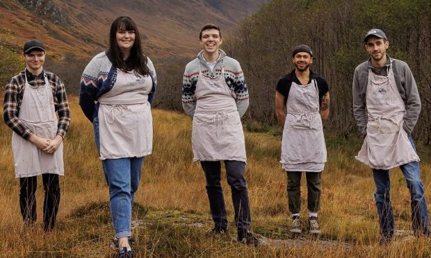 Some of the Chocolates of Glenshiel team. From left: Rowan, Heather, founder Finlay, Fin and Andy. Image: Lynne Kennedy