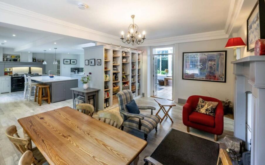 Cosy family room and kitchen at Cults House.