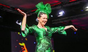 Courage on the Catwalk model Trysh Doherty from Aberdeen takes to the stage for the final walkdown on Sunday night. Image: Darrell Benns/DC Thomson