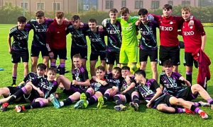 Aberdeen under-16s celebrate winning the league title. Image supplied by Aberdeen FC.