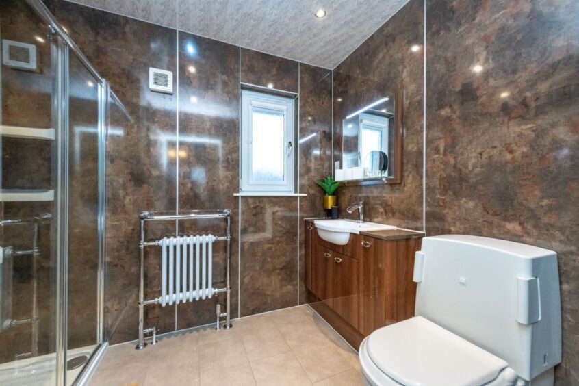 Spacious bathroom at the renovated Stonehaven home.