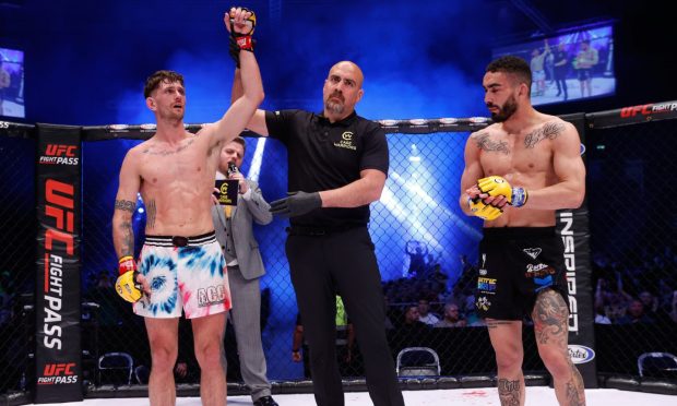 Aberdeen MMA fighter Paull McBain fought and won against Alberth Dias in a Cage Warriors event at Braehead Arena in Glasgow on April 20. Image: Dolly Clew.