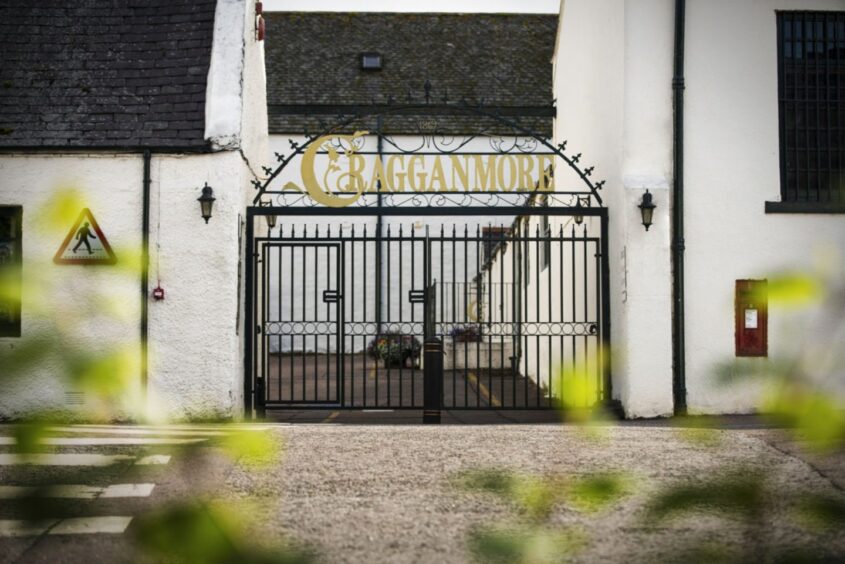 Entrance gate for Cragganmore Whisky Distillery.