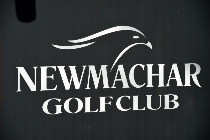 Newmachar Golf Club sign.