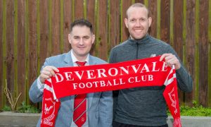 New Deveronvale manager Garry Wood, right, with chairman Aaron Lorimer. Pictures by Jasperimage.