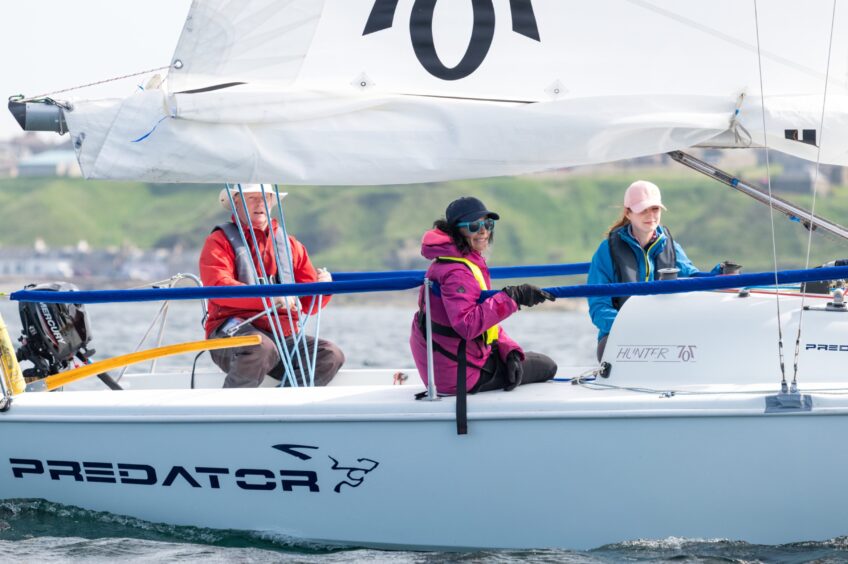 Gayle has a whale of a time with Banff Sailing Club. Image: Brian Smith/Jasperimage.