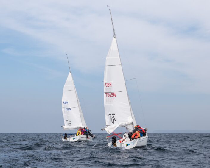 Banff Sailing Club took Gayle out for a taster session on their 707 boats. Image: Brian Smith/Jasperimage.