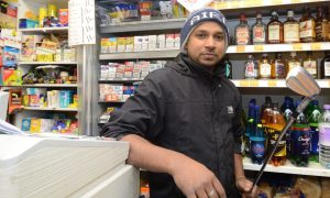 It's clubberin' time: Joney Joey Thanabalasingham's past use of a nine iron as a crime deterrent has troubled neighbours living near his new corner shop on Westburn Road. Image: Northscot