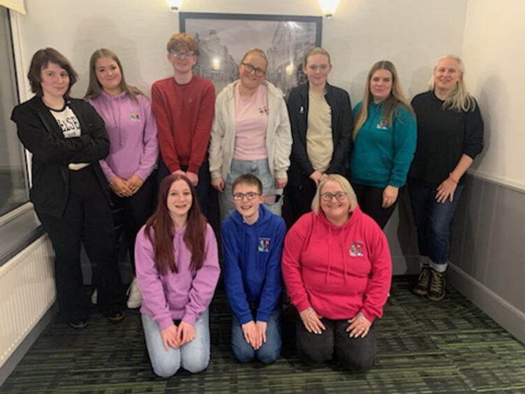 The youngsters are pictured with Debi Weir, Moyra Younie and Julie Sarab.