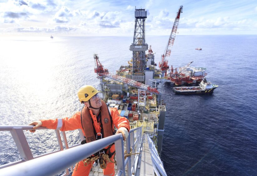 Crew member at BP's Clair Ridge development west of Shetland.